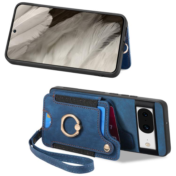 For Google Pixel 8 Retro Skin-feel Ring Multi-card Wallet Phone Case