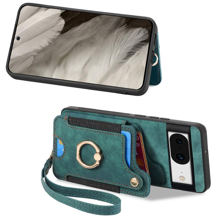 For Google Pixel 8 Retro Skin-feel Ring Multi-card Wallet Phone Case