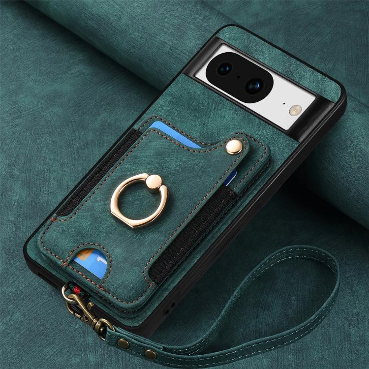 For Google Pixel 8 Retro Skin-feel Ring Multi-card Wallet Phone Case