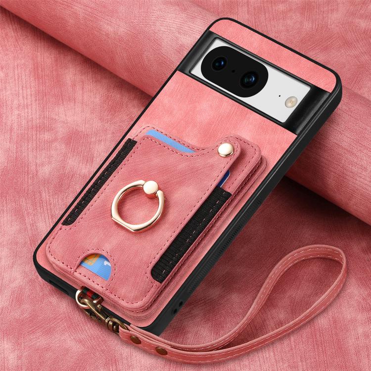For Google Pixel 8 Retro Skin-feel Ring Multi-card Wallet Phone Case