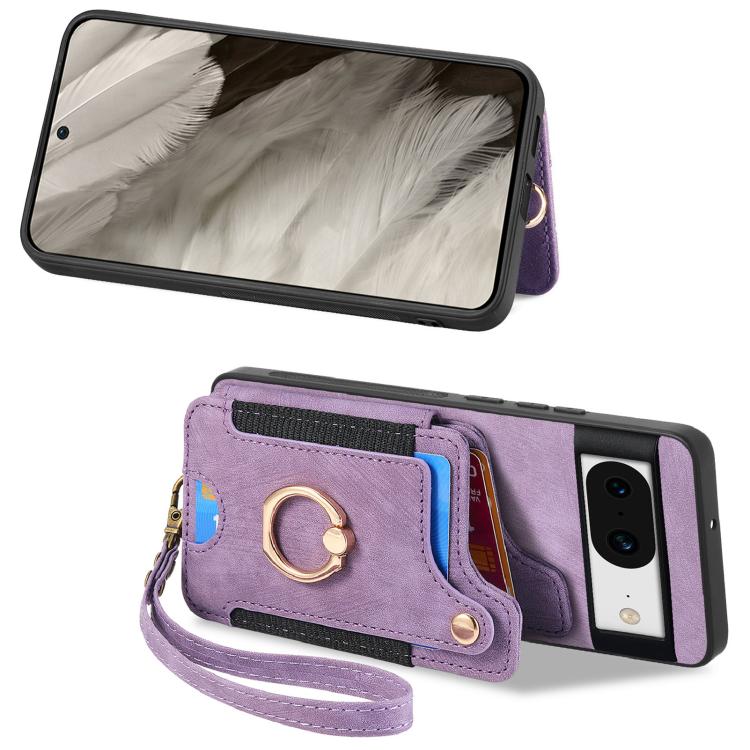 For Google Pixel 8 Retro Skin-feel Ring Multi-card Wallet Phone Case