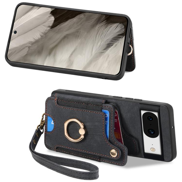 For Google Pixel 8 Retro Skin-feel Ring Multi-card Wallet Phone Case