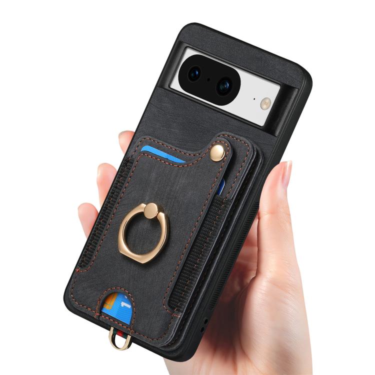 For Google Pixel 8 Retro Skin-feel Ring Multi-card Wallet Phone Case
