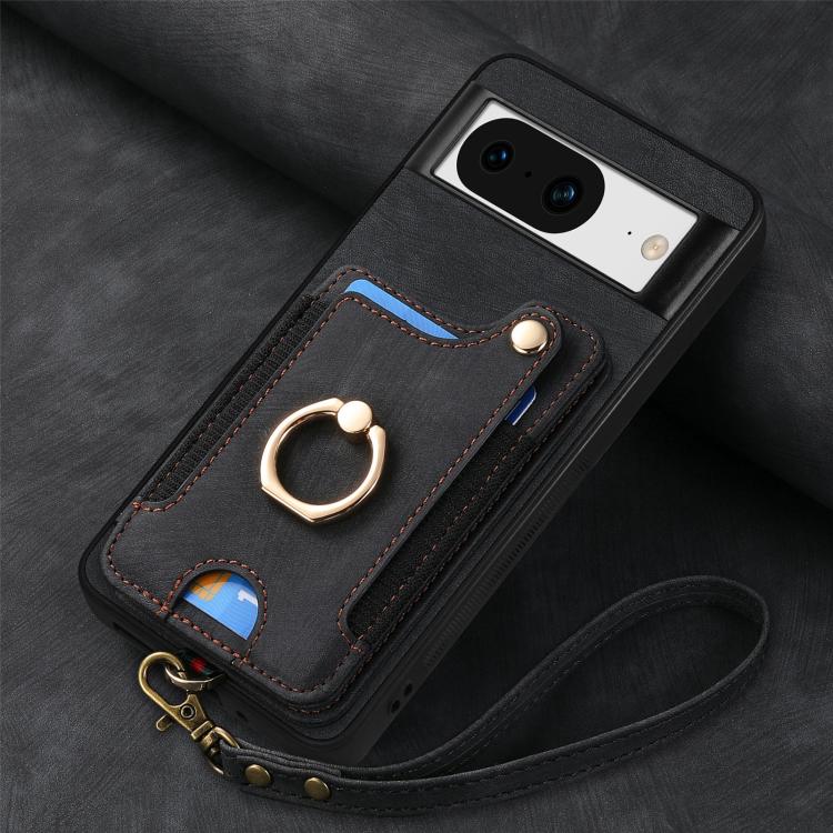 For Google Pixel 8 Retro Skin-feel Ring Multi-card Wallet Phone Case