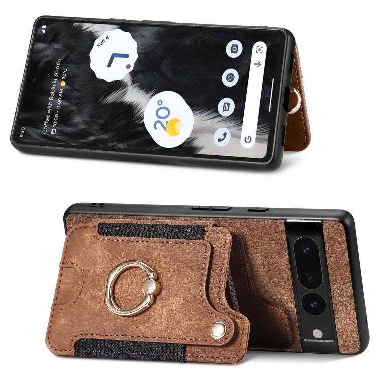For Google Pixel 7 Pro Retro Skin-feel Ring Multi-card Wallet Phone Case