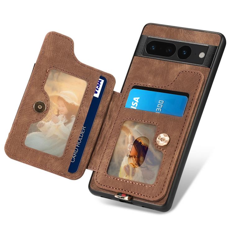For Google Pixel 7 Pro Retro Skin-feel Ring Multi-card Wallet Phone Case