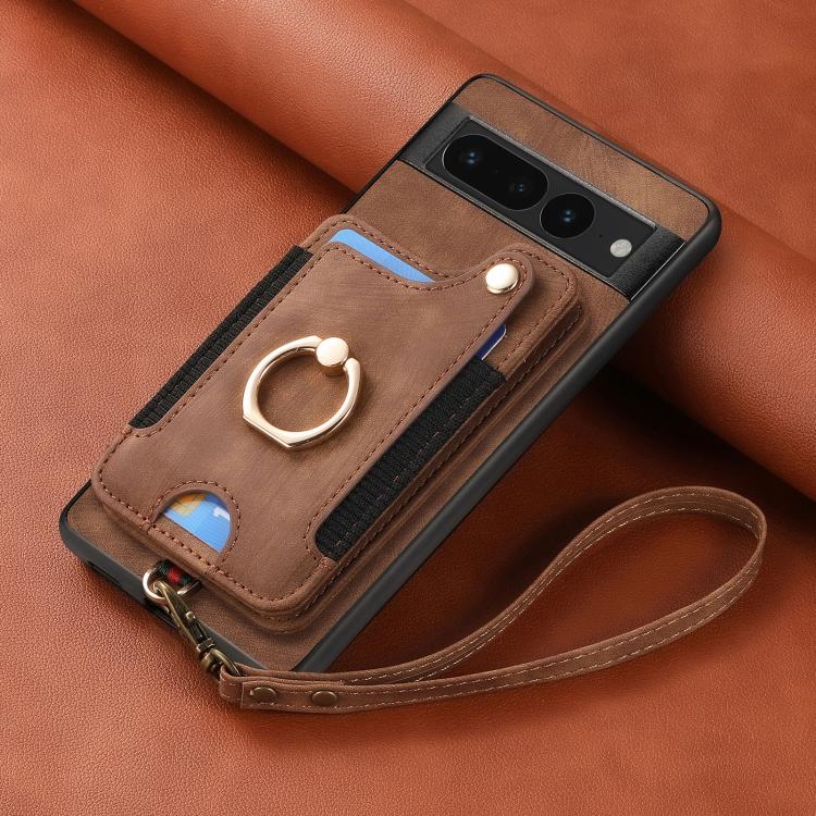 For Google Pixel 7 Pro Retro Skin-feel Ring Multi-card Wallet Phone Case