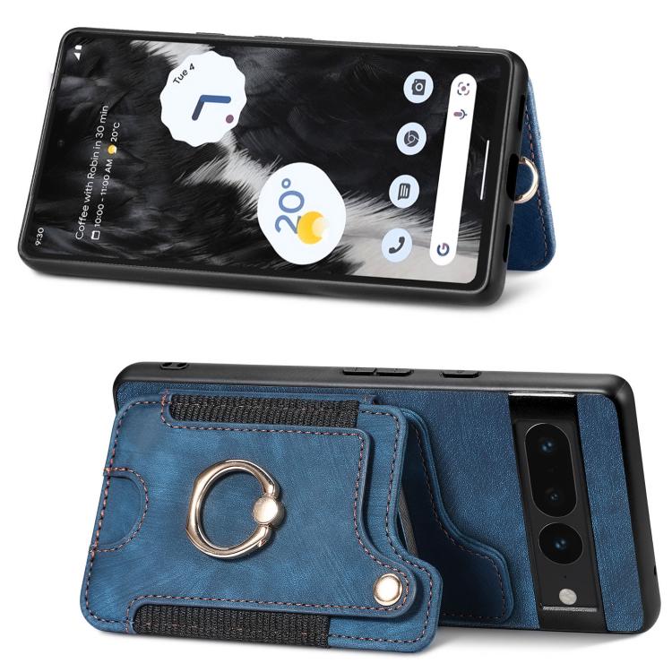 For Google Pixel 7 Pro Retro Skin-feel Ring Multi-card Wallet Phone Case