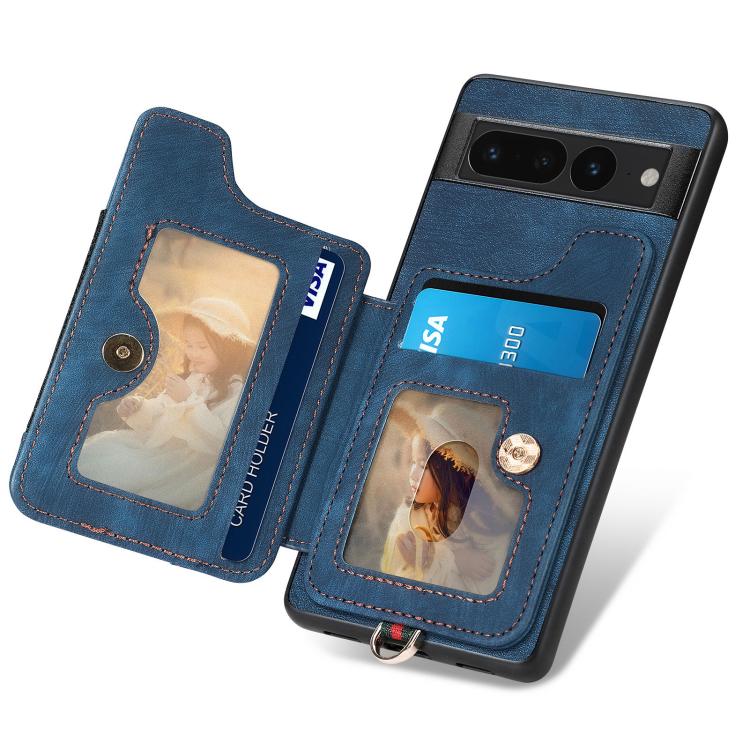 For Google Pixel 7 Pro Retro Skin-feel Ring Multi-card Wallet Phone Case