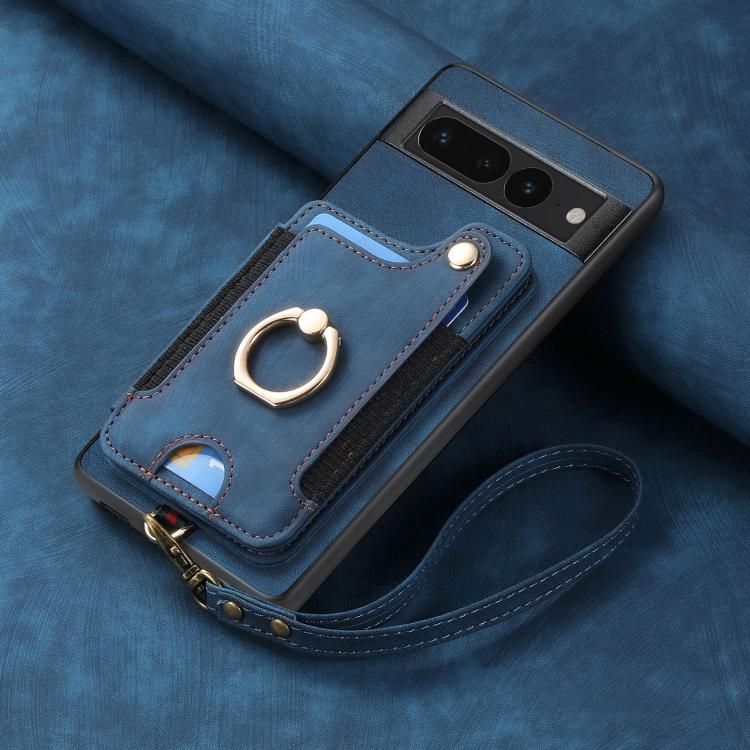 For Google Pixel 7 Pro Retro Skin-feel Ring Multi-card Wallet Phone Case