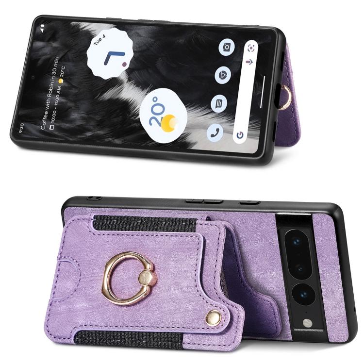 For Google Pixel 7 Pro Retro Skin-feel Ring Multi-card Wallet Phone Case