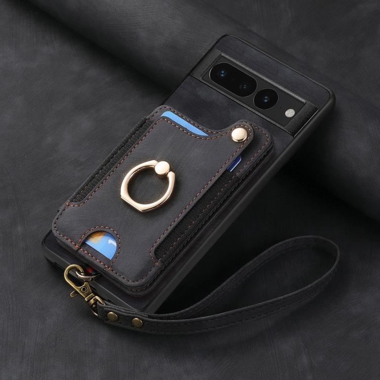 For Google Pixel 7 Pro Retro Skin-feel Ring Multi-card Wallet Phone Case