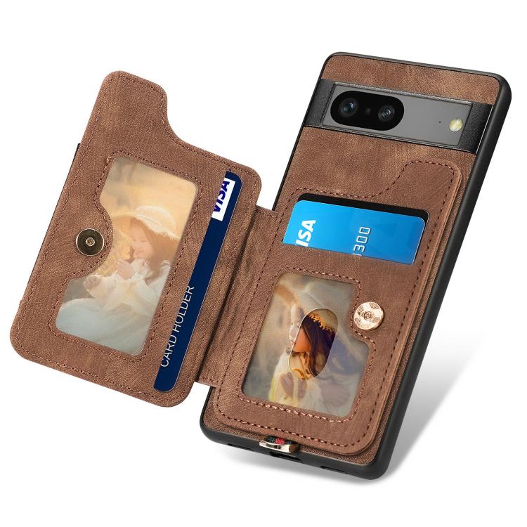 For Google Pixel 7 Retro Skin-feel Ring Multi-card Wallet Phone Case
