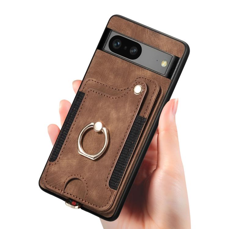 For Google Pixel 7 Retro Skin-feel Ring Multi-card Wallet Phone Case