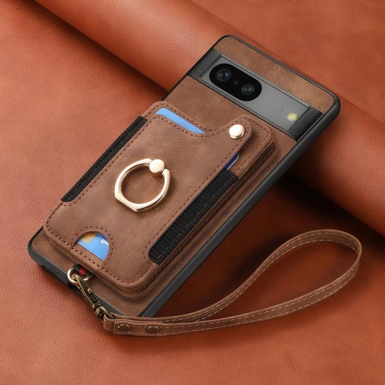 For Google Pixel 7 Retro Skin-feel Ring Multi-card Wallet Phone Case