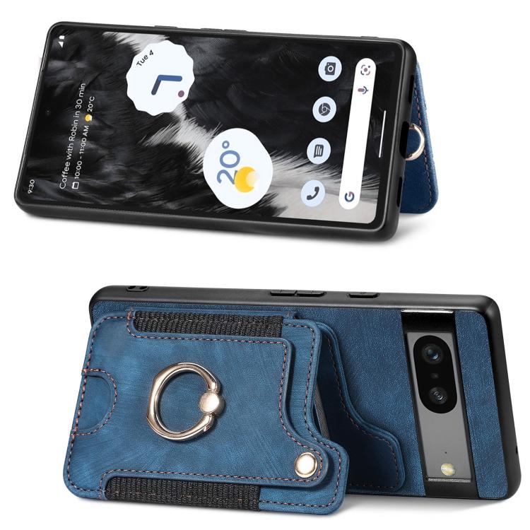 For Google Pixel 7 Retro Skin-feel Ring Multi-card Wallet Phone Case