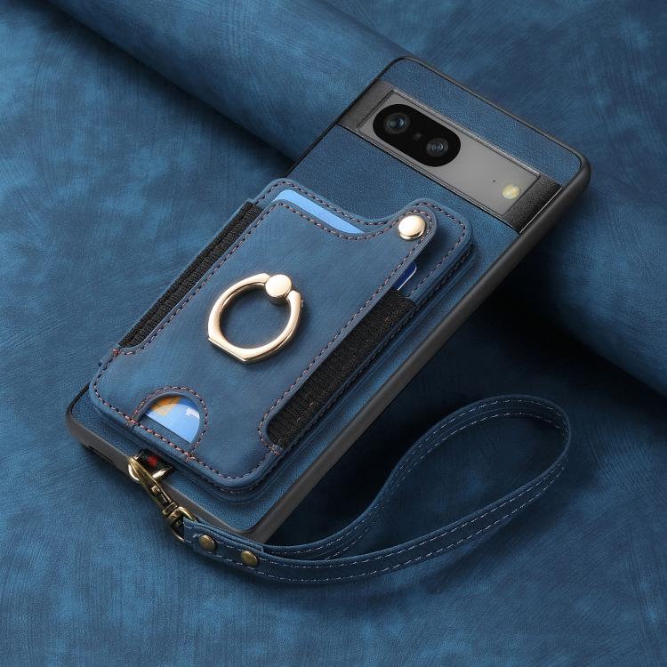 For Google Pixel 7 Retro Skin-feel Ring Multi-card Wallet Phone Case