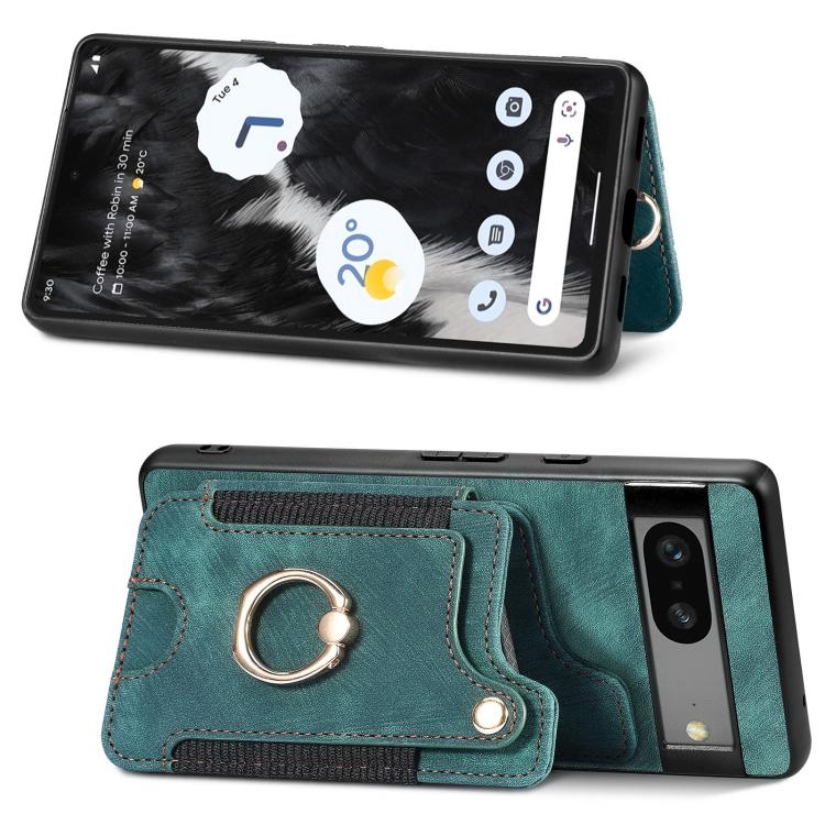For Google Pixel 7 Retro Skin-feel Ring Multi-card Wallet Phone Case
