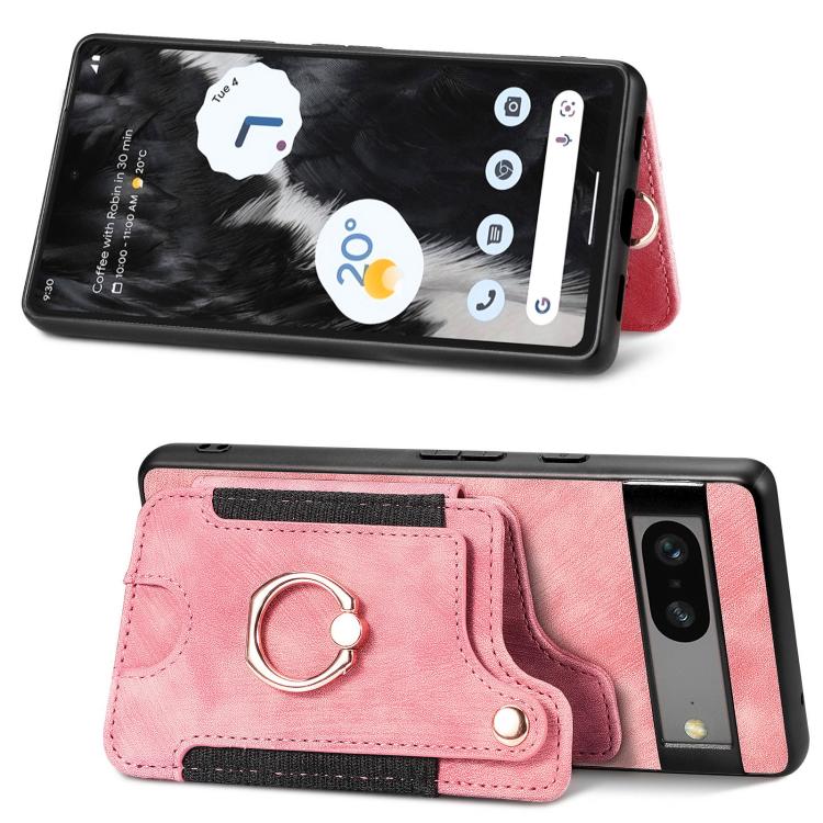 For Google Pixel 7 Retro Skin-feel Ring Multi-card Wallet Phone Case