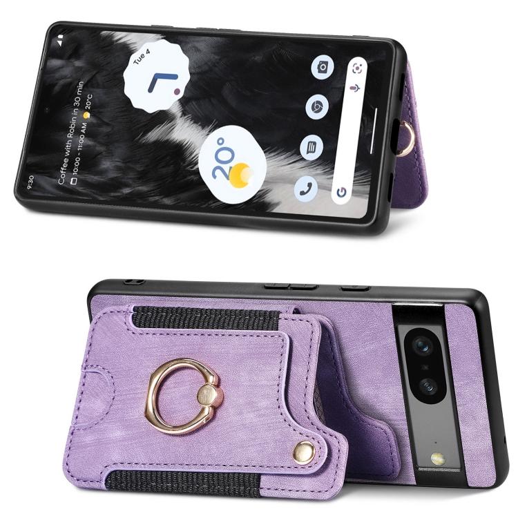 For Google Pixel 7 Retro Skin-feel Ring Multi-card Wallet Phone Case