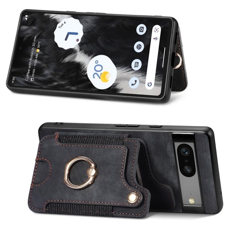 For Google Pixel 7 Retro Skin-feel Ring Multi-card Wallet Phone Case
