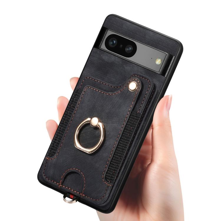 For Google Pixel 7 Retro Skin-feel Ring Multi-card Wallet Phone Case