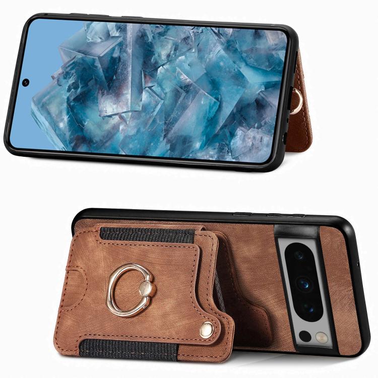 For Google Pixel 6a Retro Skin-feel Ring Multi-card Wallet Phone Case