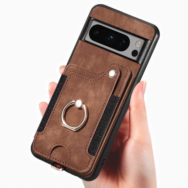 For Google Pixel 6a Retro Skin-feel Ring Multi-card Wallet Phone Case
