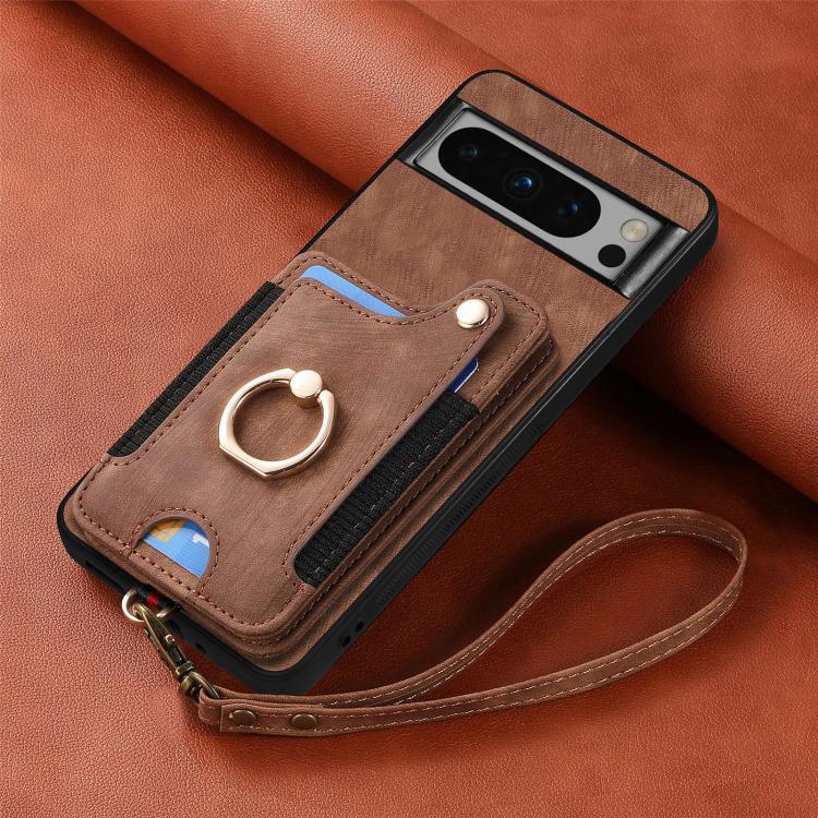 For Google Pixel 6a Retro Skin-feel Ring Multi-card Wallet Phone Case
