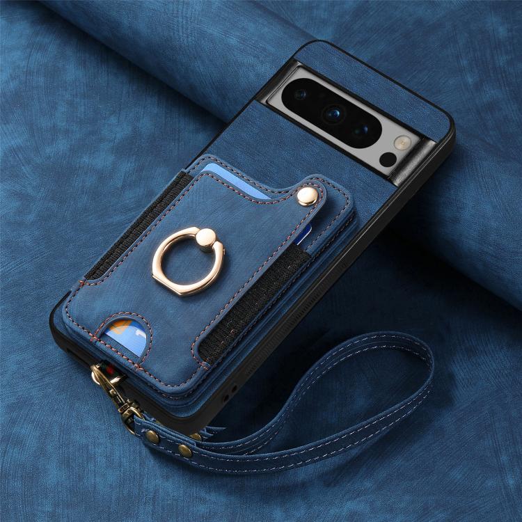 For Google Pixel 6a Retro Skin-feel Ring Multi-card Wallet Phone Case
