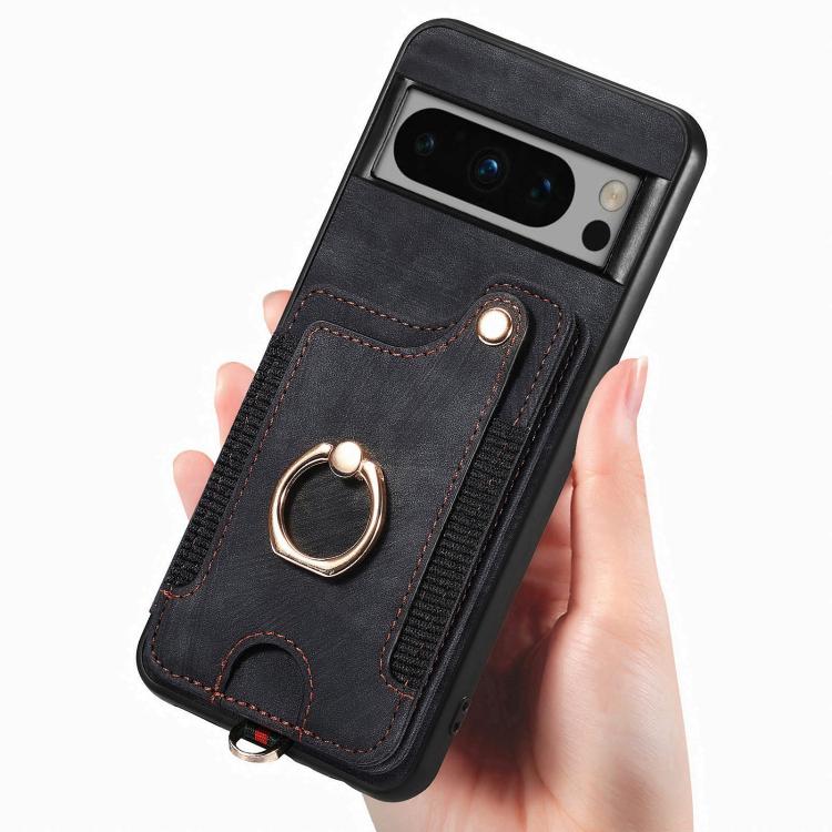 For Google Pixel 6a Retro Skin-feel Ring Multi-card Wallet Phone Case