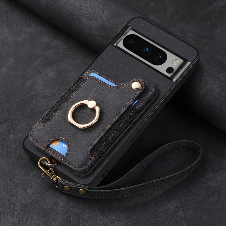 For Google Pixel 6a Retro Skin-feel Ring Multi-card Wallet Phone Case