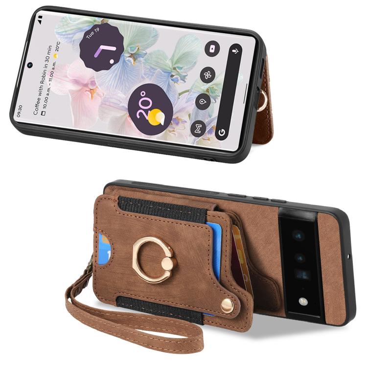 For Google Pixel 6 Pro Retro Skin-feel Ring Multi-card Wallet Phone Case