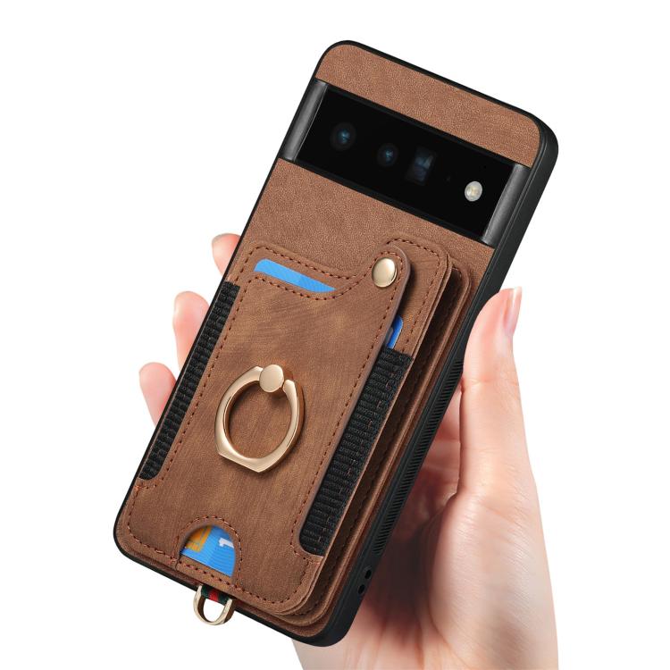 For Google Pixel 6 Pro Retro Skin-feel Ring Multi-card Wallet Phone Case