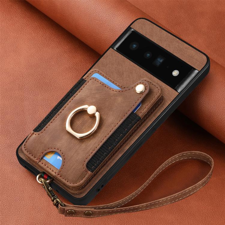 For Google Pixel 6 Pro Retro Skin-feel Ring Multi-card Wallet Phone Case