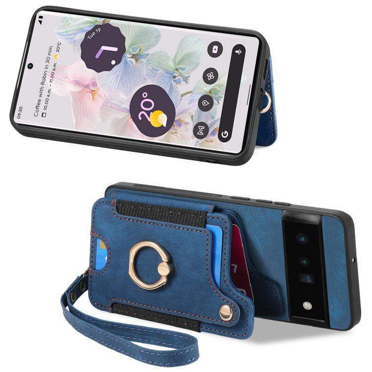 For Google Pixel 6 Pro Retro Skin-feel Ring Multi-card Wallet Phone Case