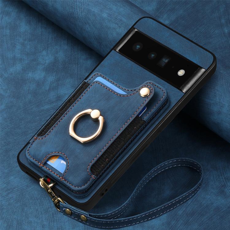 For Google Pixel 6 Pro Retro Skin-feel Ring Multi-card Wallet Phone Case