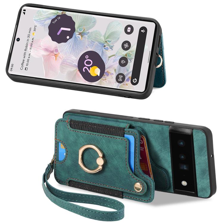 For Google Pixel 6 Pro Retro Skin-feel Ring Multi-card Wallet Phone Case