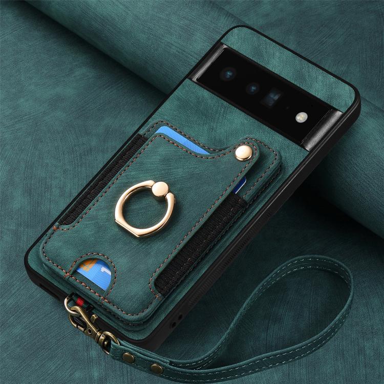 For Google Pixel 6 Pro Retro Skin-feel Ring Multi-card Wallet Phone Case