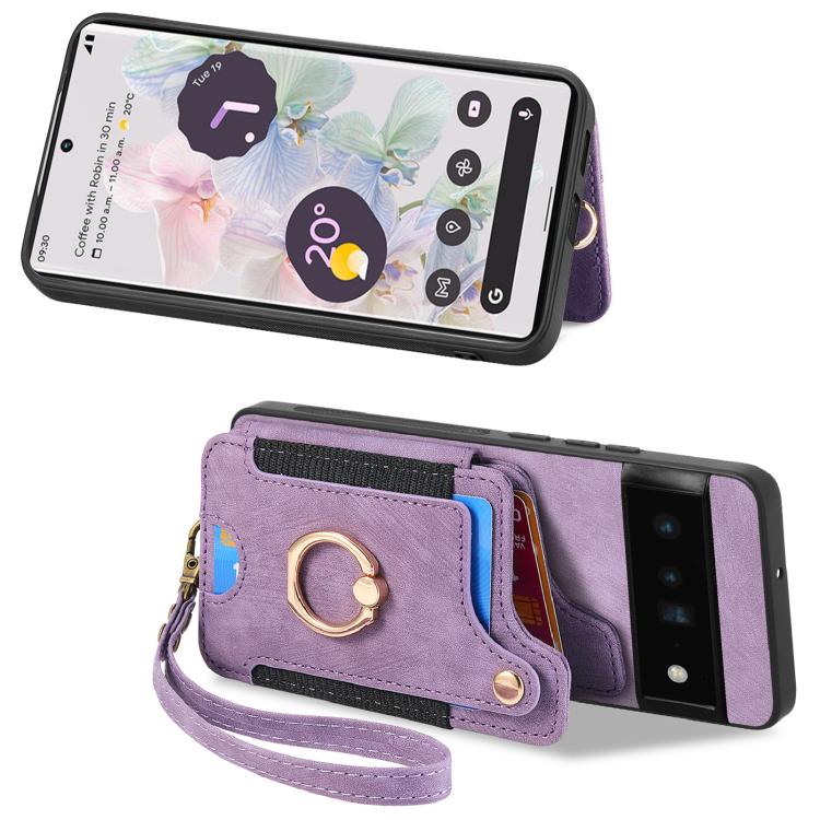 For Google Pixel 6 Pro Retro Skin-feel Ring Multi-card Wallet Phone Case