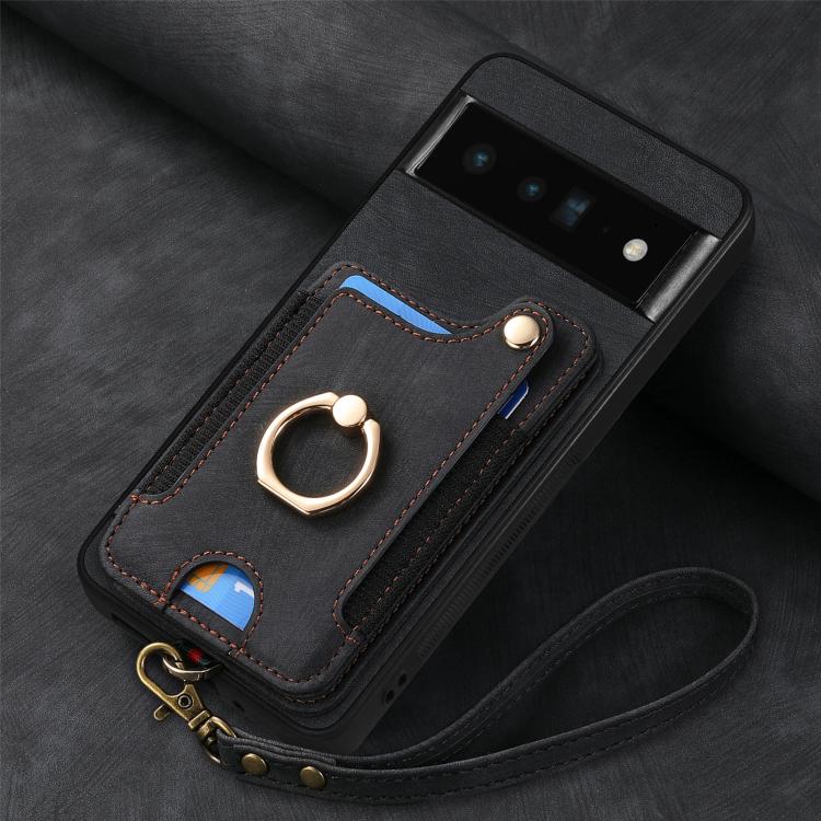 For Google Pixel 6 Pro Retro Skin-feel Ring Multi-card Wallet Phone Case