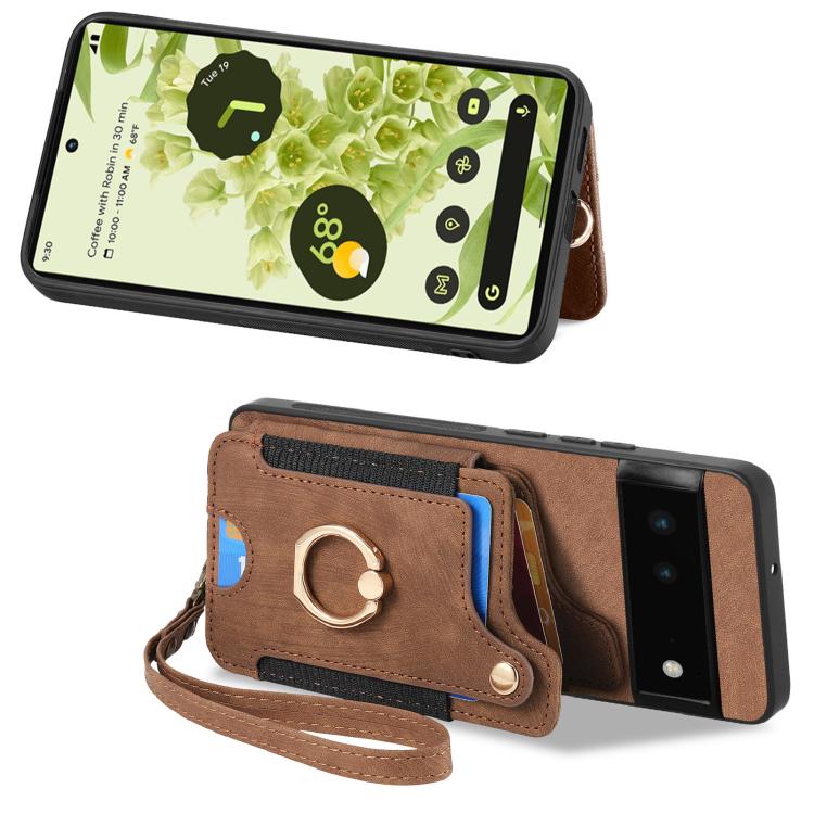 For Google Pixel 6 Retro Skin-feel Ring Multi-card Wallet Phone Case