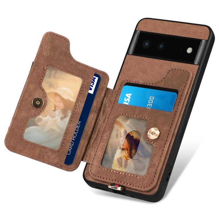 For Google Pixel 6 Retro Skin-feel Ring Multi-card Wallet Phone Case
