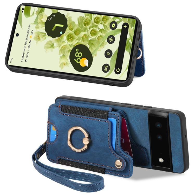For Google Pixel 6 Retro Skin-feel Ring Multi-card Wallet Phone Case