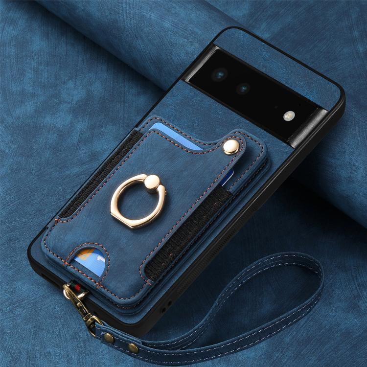 For Google Pixel 6 Retro Skin-feel Ring Multi-card Wallet Phone Case