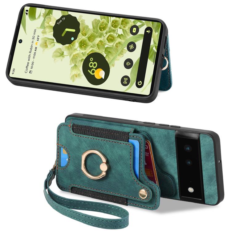 For Google Pixel 6 Retro Skin-feel Ring Multi-card Wallet Phone Case