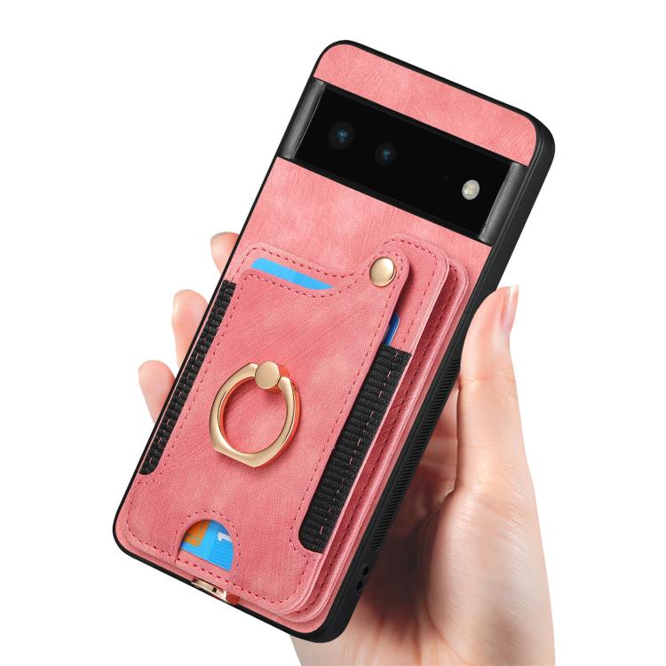 For Google Pixel 6 Retro Skin-feel Ring Multi-card Wallet Phone Case