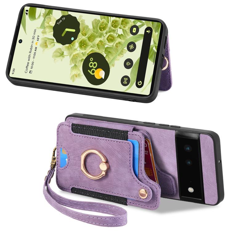 For Google Pixel 6 Retro Skin-feel Ring Multi-card Wallet Phone Case