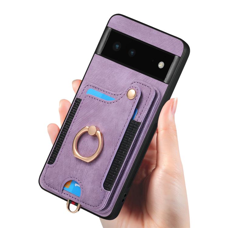 For Google Pixel 6 Retro Skin-feel Ring Multi-card Wallet Phone Case