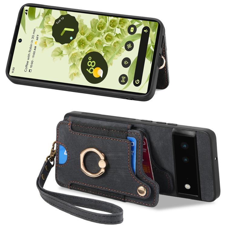 For Google Pixel 6 Retro Skin-feel Ring Multi-card Wallet Phone Case